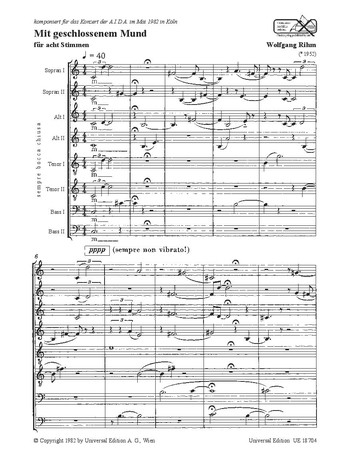 Mit geschlossenem Mund  für gem Chor a cappella  Partitur