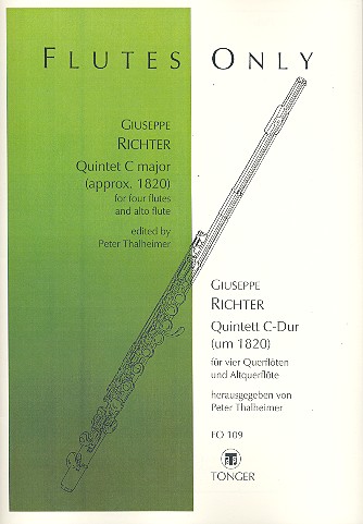 Quintett C-Dur für 4 Flöten und&nbsp;&nbsp;Altquerflöte&nbsp;&nbsp;Partitur und Stimmen