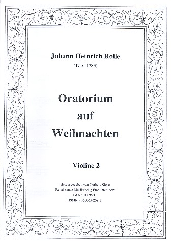 Oratorium auf Weihnachten  für Soli, Chor und Orchester  Violine 2