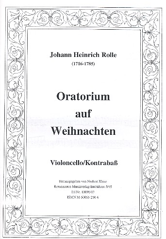 Oratorium auf Weihnachten  für Soli, Chor und Orchester  Violoncello/Kontrabass