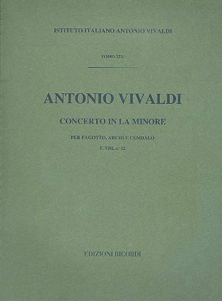 Konzert a-Moll F.VIII:12&nbsp;&nbsp;für Fagott, Streicher und Bc&nbsp;&nbsp;Partitur