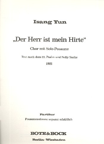 Der Herr ist mein Hirte für  gem Chor mit Solo-Posaune  