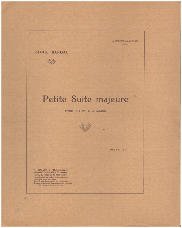 PETITE SUITE MAJEURE POUR PIANO&nbsp;&nbsp;A 4 MAINS&nbsp;&nbsp;
