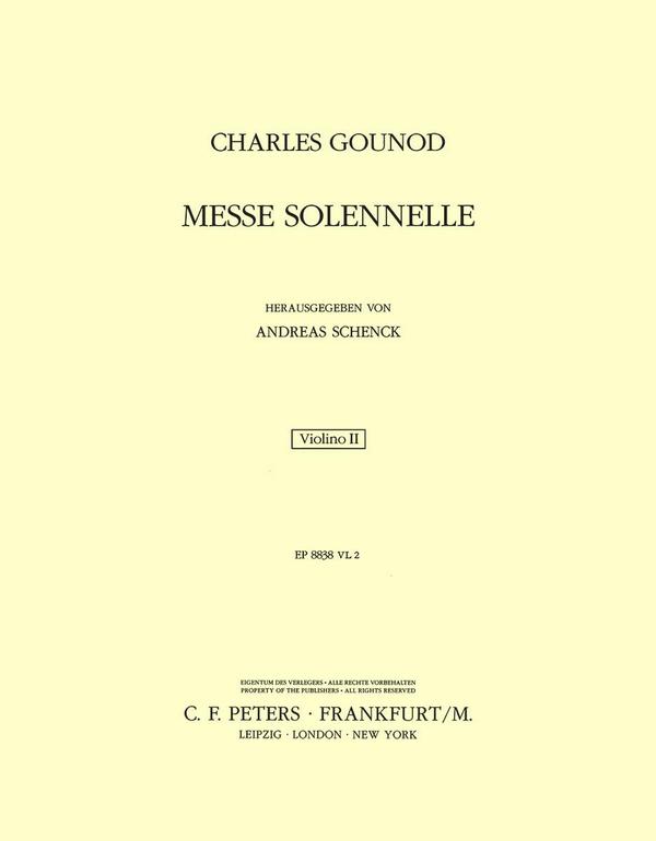 Messe solennelle G-Dur (Cäcilien-Messe)&nbsp;&nbsp;für Soli, gem Chor und Orchester&nbsp;&nbsp;Violine 2