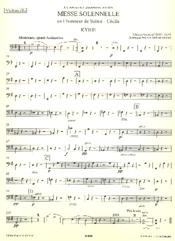 Messe solennelle G-Dur (Cäcilien-Messe)&nbsp;&nbsp;für Soli, gem Chor und Orchester&nbsp;&nbsp;Violoncello