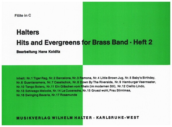 Halters Hits and Evergreens Band 2:&nbsp;&nbsp;für Blasorchester&nbsp;&nbsp;Flöte