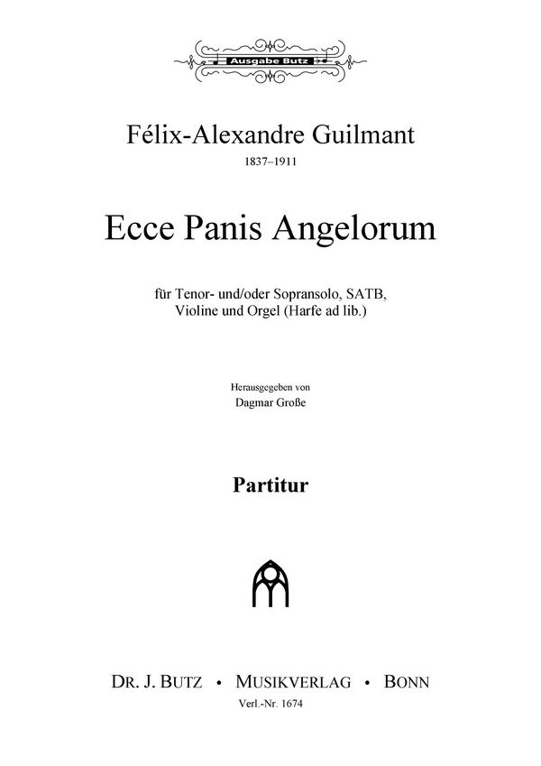Ecce Panis Angelorum  für Tenor (S), gem Chor, Violine, Harfe ad lib. und Orgel  