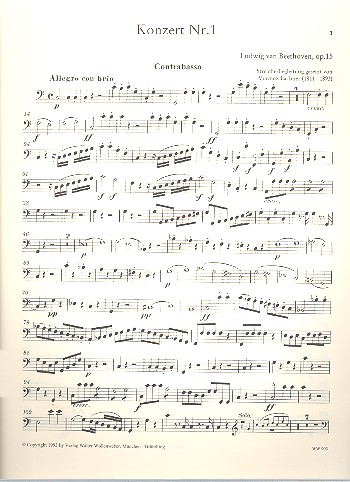 Konzert C-Dur Nr.1 op.15&nbsp;&nbsp;für Klavier und Streicher&nbsp;&nbsp;Kontrabass