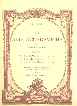 15 arie accademiche vol.5  (Nr.13-15) für Sopran und Orchester  für Sopran und Klavier