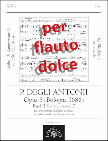 Sonaten 4 und 7 aus op.5  für Altblockflöte und Bc  
