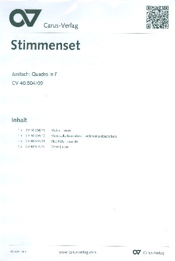 Quadro F-Dur op.6 für Altblockflöte&nbsp;&nbsp;(Flöte, Oboe) und Bc&nbsp;&nbsp;Stimmen