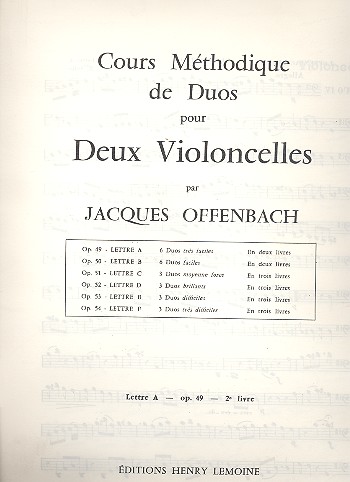 6 duos tres faciles op.49 vol.2  pour 2 violoncelles  2 parties