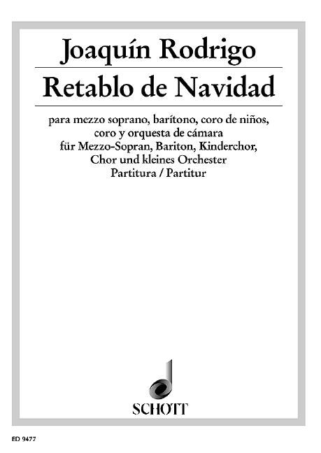 Retablo de Navidad&nbsp;&nbsp;für Soli (MezBar), Kinderchor, gemischter Chor (SATB) und kleines Orch&nbsp;&nbsp;Partitur