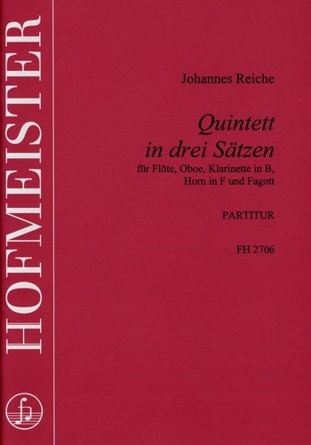 Quintett in 3 Sätzen für Flöte, Oboe,&nbsp;&nbsp;Klarinette, Horn und Fagott&nbsp;&nbsp;Partitur