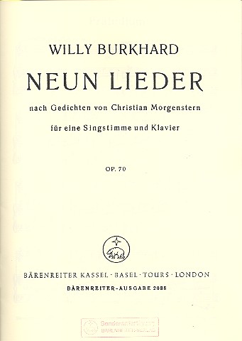 9 Lieder op.70  für Singstimme und Klavier  