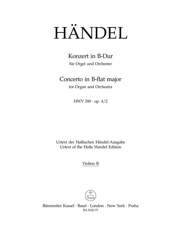 Konzert B-Dur HWV290 op.4,2&nbsp;&nbsp;für Orgel und Orchester&nbsp;&nbsp;Violine 2