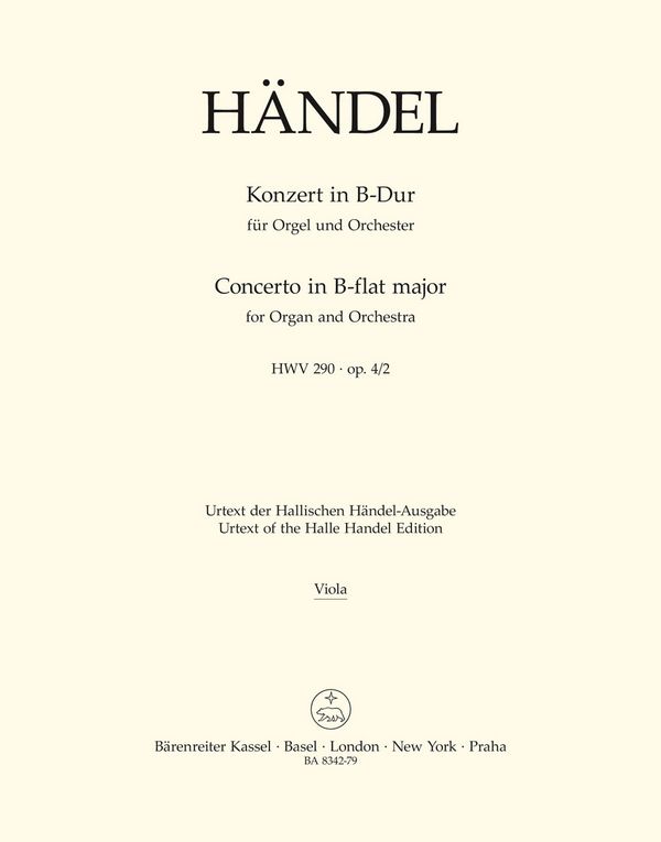 Konzert B-Dur HWV290 op.4,2&nbsp;&nbsp;für Orgel und Orchester&nbsp;&nbsp;Viola
