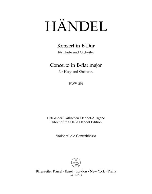 Konzert B-Dur HWV294&nbsp;&nbsp;für Harfe und Orchester&nbsp;&nbsp;Cello/Bass