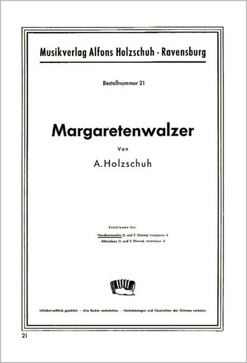 Margaretenwalzer fr  Handharmonika (mit 2. Stimme)  