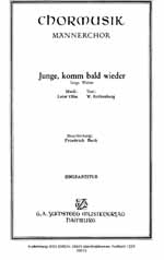 Junge komm bald wieder  für Männerchor a cappella  Chorpartitur