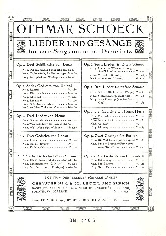 Elisabeth op.8,1 für Singstimme  und Klavier  