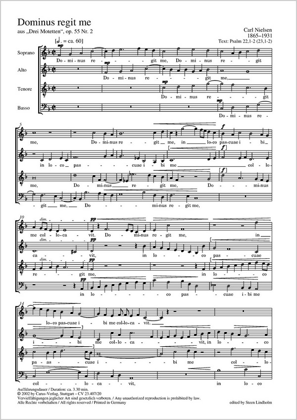 DOMINUS REGIT ME OP.55,2  FUER GEM CHOR  SINGPARTITUR