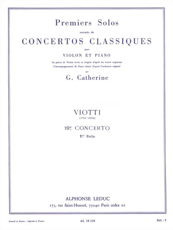 Premier solo du concerto no.19  pour violon et piano  