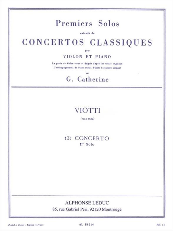 Premier solo du concerto no.13  pour violon et piano  