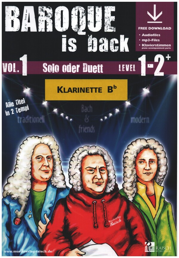 Baroque is back vol.1 (+ Online Audio)  für 1-2 Klarinetten in B  (Klavier ad lib zum Ausdrucken als PDF)