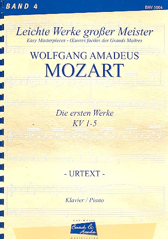 Die ersten Werke KV1-5  für Klavier  