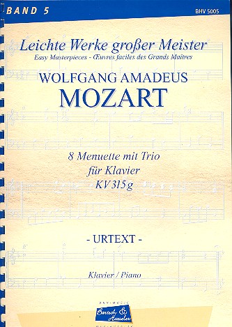 8 Menuette und Trio KV315g  für Klavier  