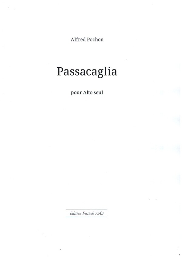 Passacaglia &nbsp;&nbsp;pour Alto seul&nbsp;&nbsp;