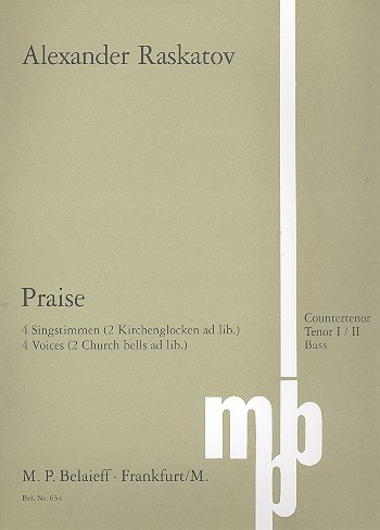 Praise&nbsp;&nbsp;für 4 Singstimmen (Countertenor / TTB) a cappella&nbsp;&nbsp;Partitur (russisch kyrillisch)
