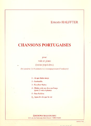 Agua do rio que la vai&nbsp;&nbsp;pour voix et piano&nbsp;&nbsp;