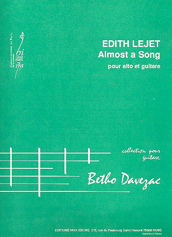 ALMOST A SONG POUR ALTO ET&nbsp;&nbsp;GUITARE&nbsp;&nbsp;2PARTITIONS