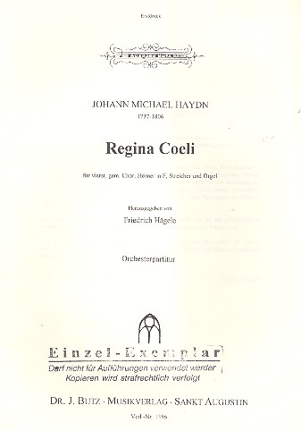Regina coeli F-Dur  für gem Chor und Orchester  Partitur