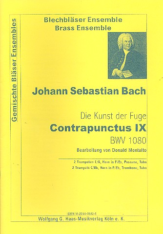 Contrapunctus 9 aus BWV1080&nbsp;&nbsp;für 2 Trompeten, Horn, Posaune&nbsp;&nbsp;und Tuba,  Partitur und Stimmen