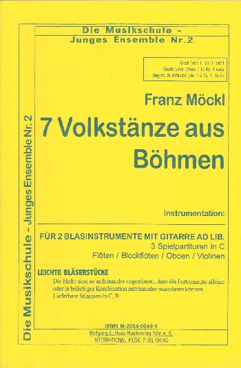 7 Volkstänze aus Böhmen   für 2 Flöten (Blockflöten, Oboe, Violine) und Gitarre ad lib.  