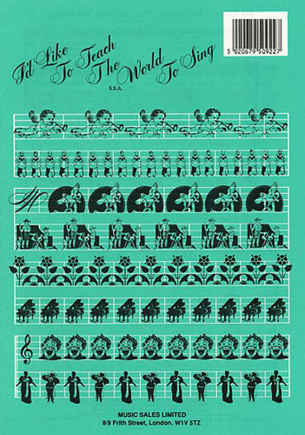 I'D LIKE TO TEACH THE WORLD TO&nbsp;&nbsp;SING FOR FEMALE CHORUS (SSA) AND&nbsp;&nbsp;PIANO