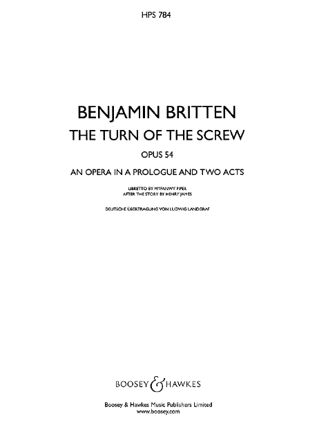 The Turn of the Screw op. 54 HPS 784&nbsp;&nbsp;&nbsp;&nbsp;Studienpartitur