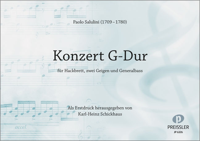 Konzert G-Dur für&nbsp;&nbsp;Hackbrett, 2 Violinen und Bc&nbsp;&nbsp;Partitur und Stimmen