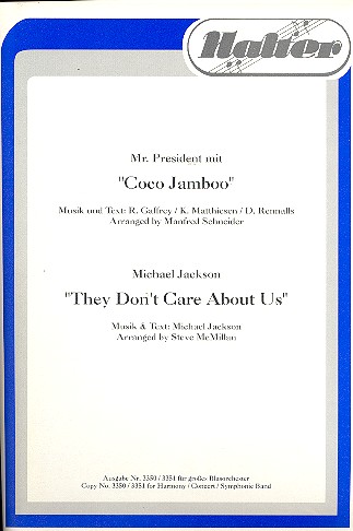 Coco Jamboo  und  They&nbsp;&nbsp;don't care about us:&nbsp;&nbsp;für Blasorchester