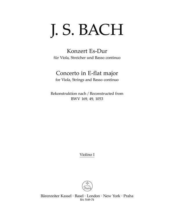 Konzert Es-Dur für&nbsp;&nbsp;Vola, Streicher und Bc&nbsp;&nbsp;Violine 1