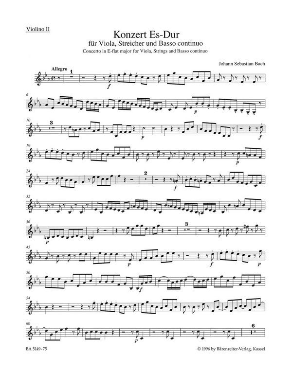 Konzert Es-Dur für&nbsp;&nbsp;Viola, Streicher und Bc&nbsp;&nbsp;Violine 2