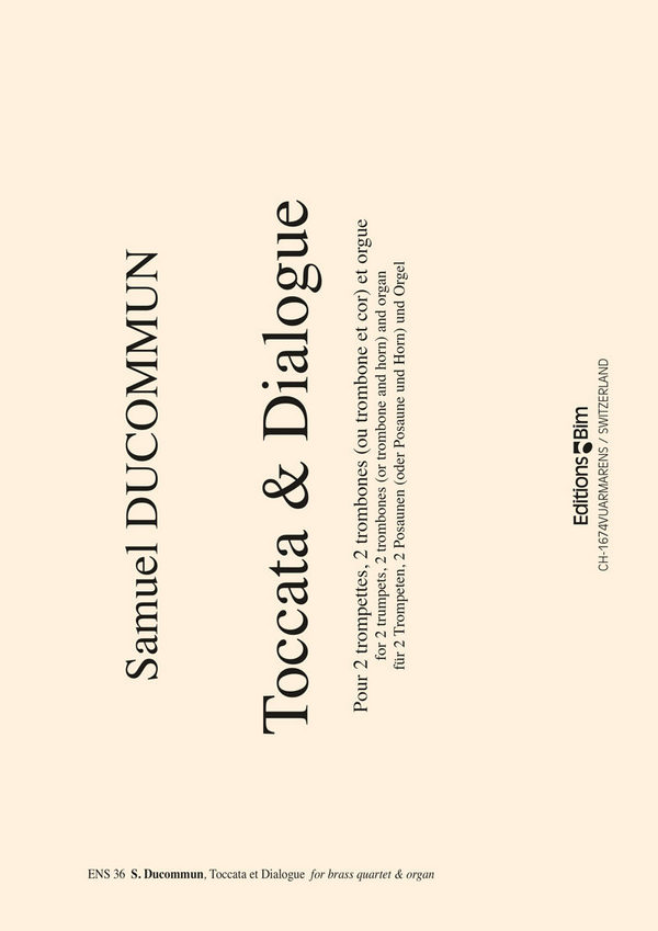 Toccata et dialogue&nbsp;&nbsp;pour 2 trompetes, 2 trombones et orgue&nbsp;&nbsp;