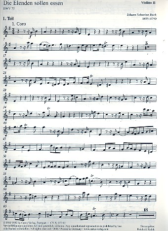 Die Elenden sollen essen&nbsp;&nbsp;Kantate Nr.75 BWV75&nbsp;&nbsp;Violine 2