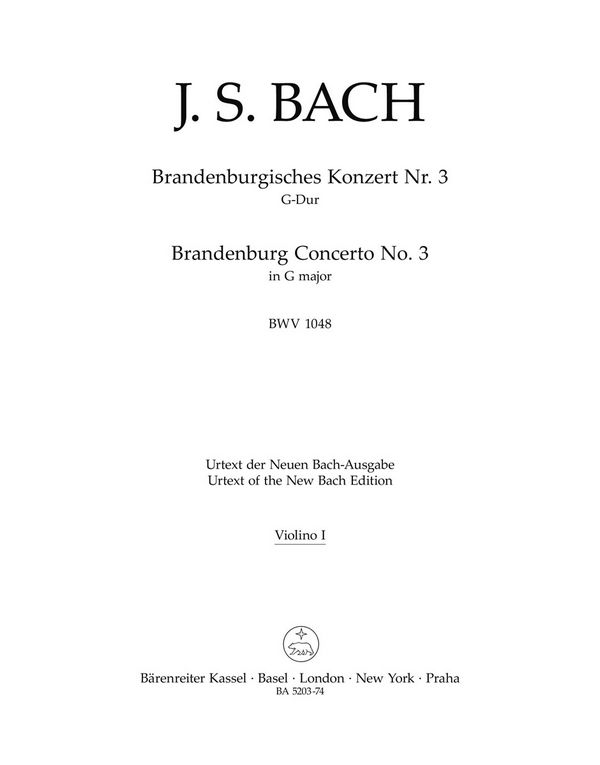 Brandenburgisches Konzert G-Dur Nr.3&nbsp;&nbsp;BWV1048&nbsp;&nbsp;Violine 1
