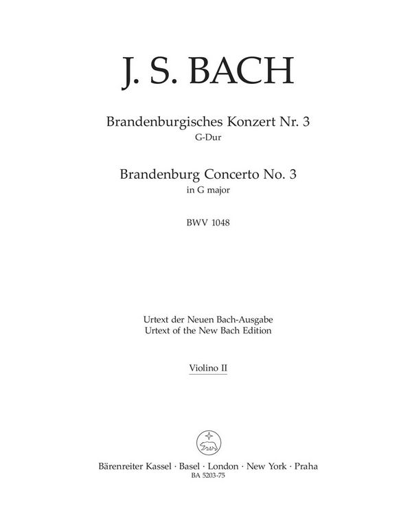 Brandenburgisches Konzert G-Dur Nr.3&nbsp;&nbsp;BWV1048&nbsp;&nbsp;Violine 2