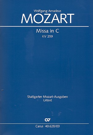 Missa C-Dur KV259&nbsp;&nbsp;für Soli, Chor und Orchester&nbsp;&nbsp;Klavierauszug