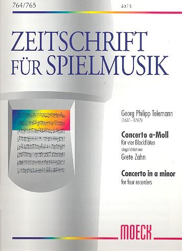 Concerto a-Moll   für 4 Blockflöten (AATB)  Partitur und Stimmen